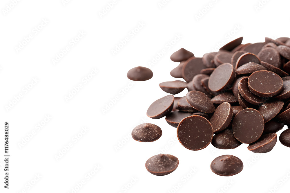 Obraz premium Dark Chocolate Chips on Transparent Background