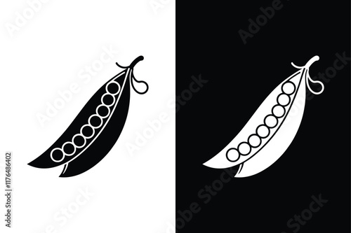 Green Peas Icon in Flat Glyph Design Isolated on White