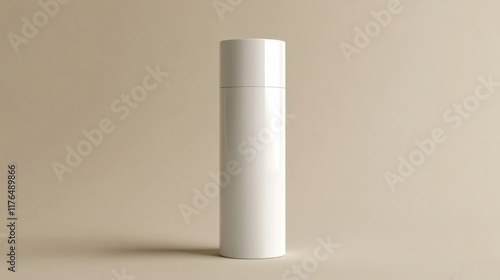 a white tube with a white lid on a beige background