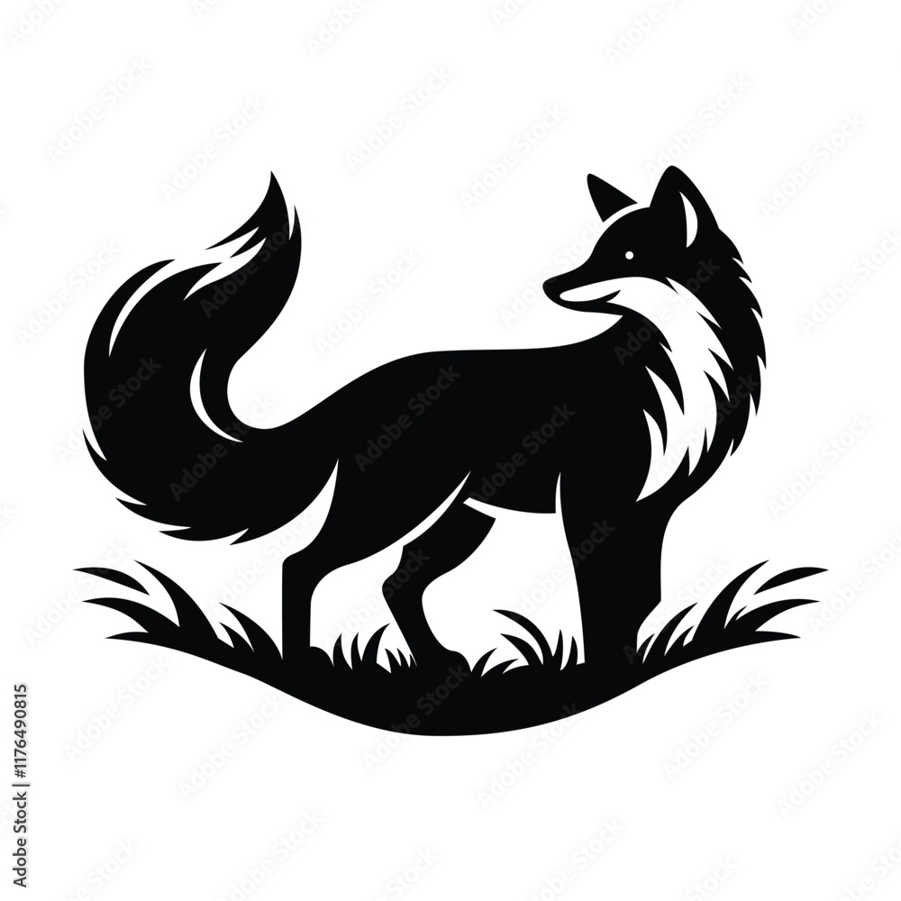 Fototapeta premium A Fox Silhouette Vector Illustration