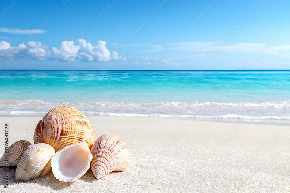 A picturesque scene of a pristine, white-sand beach meeting a vibrant turquoise ocean. A picturesque scene of a pristine, white-sand beach meeting a vibrant turquoise ocean.