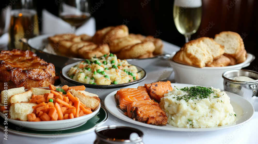 Irish cuisine food vector banners with vegetable and meat stews, fish and bread. Potato pancakes and colcannon, beef, lamb and rabbit, cabbage salad with salmon, soda bread and lingonberry cupcakes Irish cuisine food vector banners with vegetable and meat stews, fish and bread. Potato pancakes and colcannon, beef, lamb and rabbit, cabbage salad with salmon, soda bread and lingonberry cupcakes