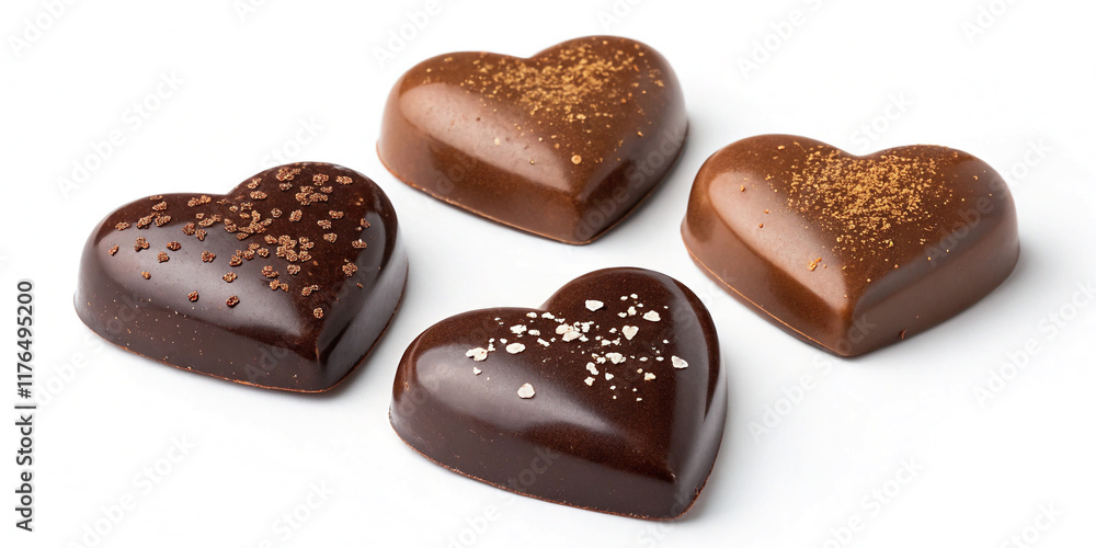 Set of Chocolate Hearts Isolated on a White Background for Sweet Treats Set of Chocolate Hearts Isolated on a White Background for Sweet Treats