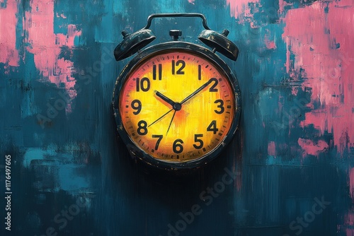 Wallpaper Mural Vintage alarm clock, painted background. Torontodigital.ca