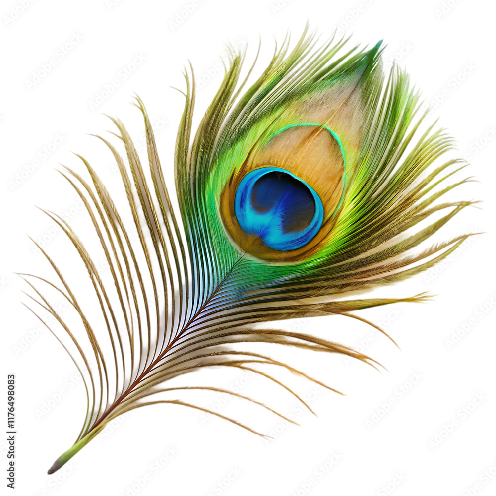Obraz premium peacock feather isolated on white background