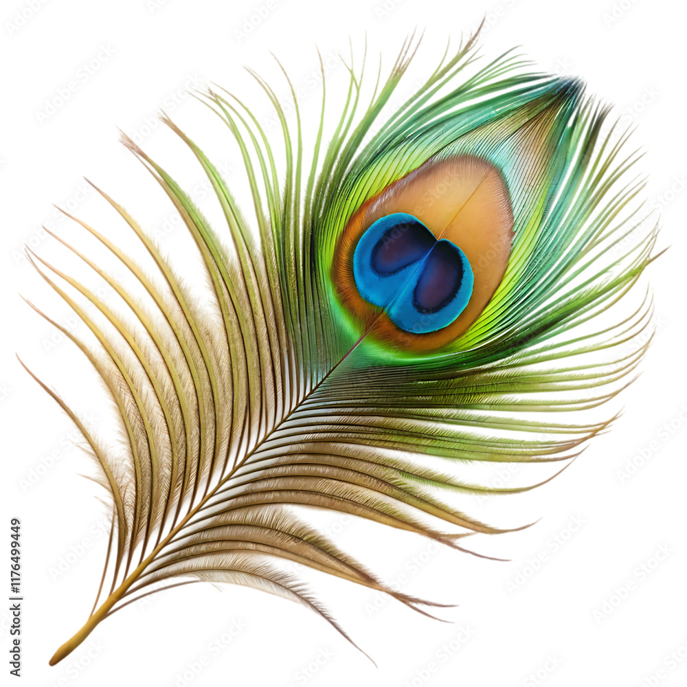 Obraz premium peacock feather isolated on white background