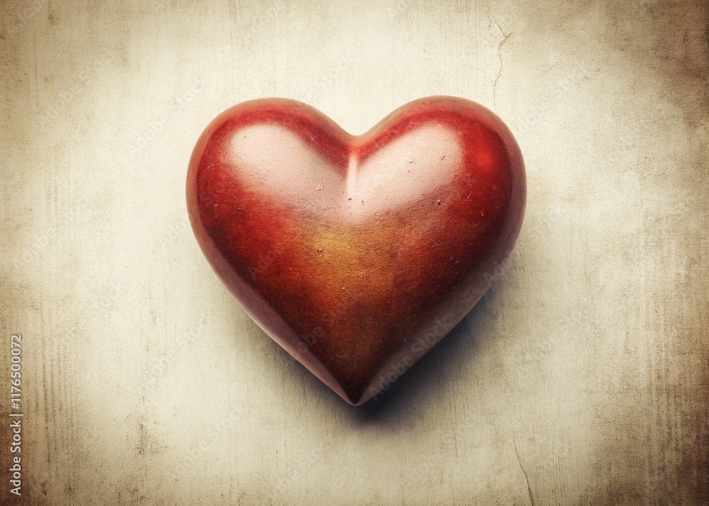 Obraz premium Vintage Style Heart on White Background - Romantic Stock Photo