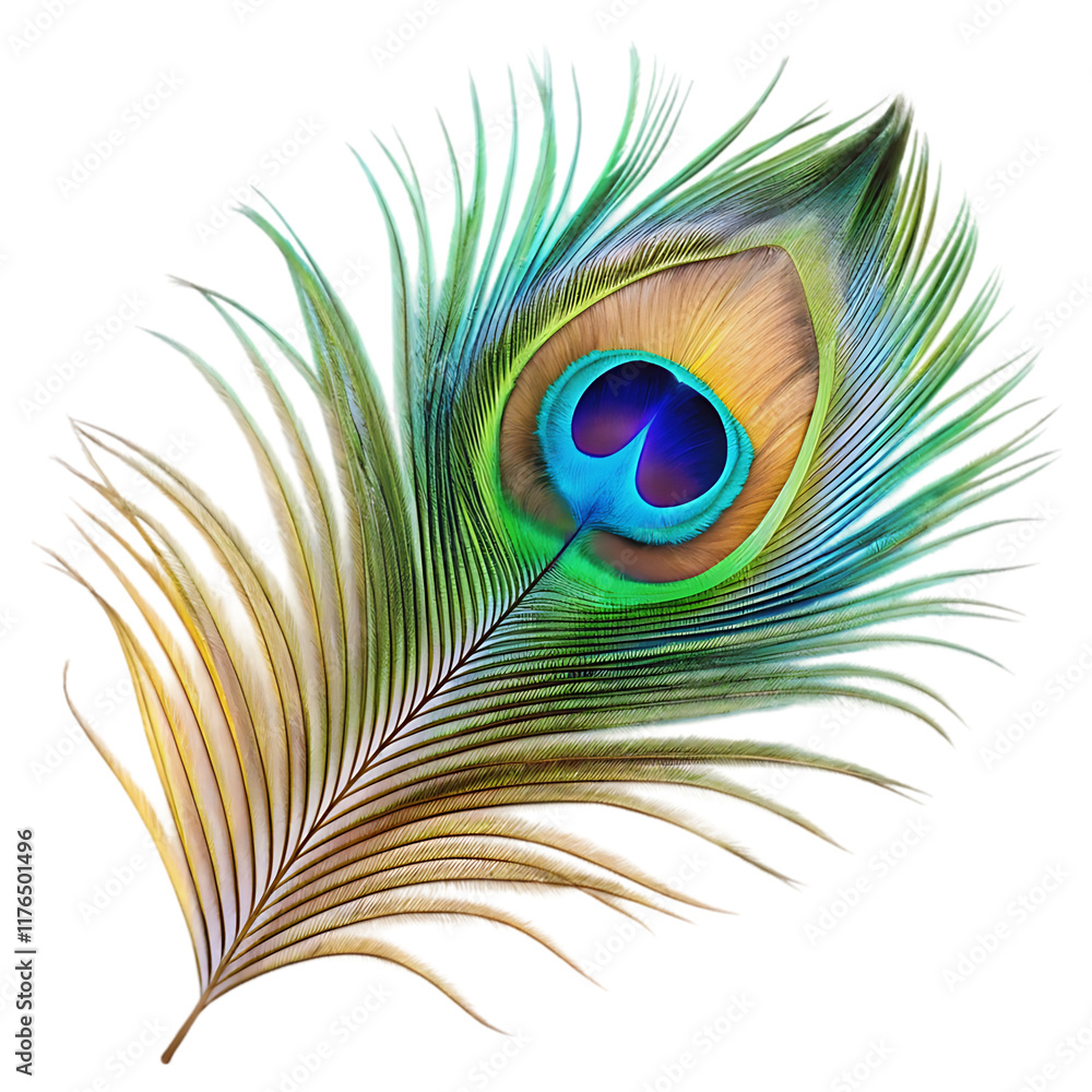 Fototapeta premium peacock feather isolated on white background