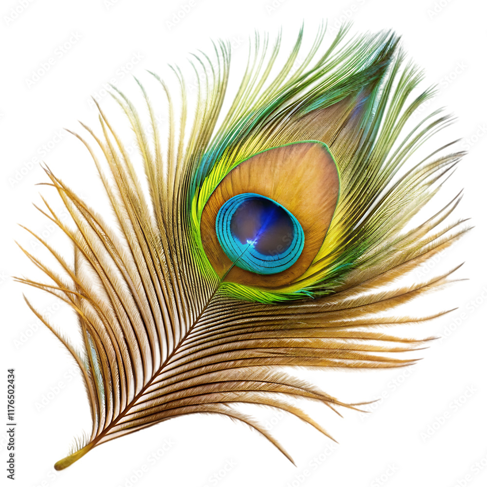 Obraz premium peacock feather isolated on white background