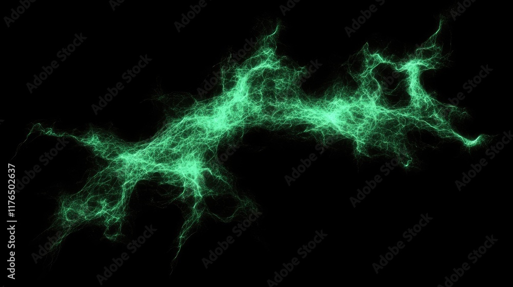 Abstract glowing green particles floating in a dark background, creating a futuristic starry effect. Abstract glowing green particles floating in a dark background, creating a futuristic starry effect.