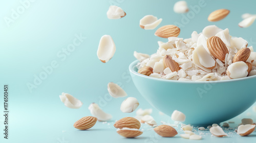 Minimalist Blue Background Featuring Bones and Calcium photo