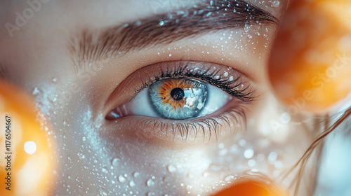 Radiant Eyes with Glowing Vitamin A Sources on a Minimalist Background photo