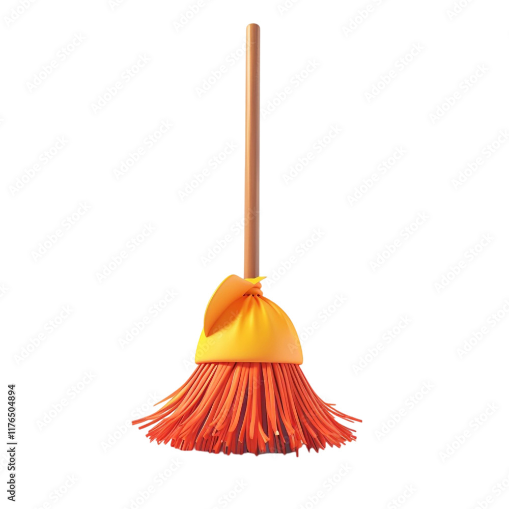 Broom 3D Icon Isolated on Transparent Background Broom 3D Icon Isolated on Transparent Background