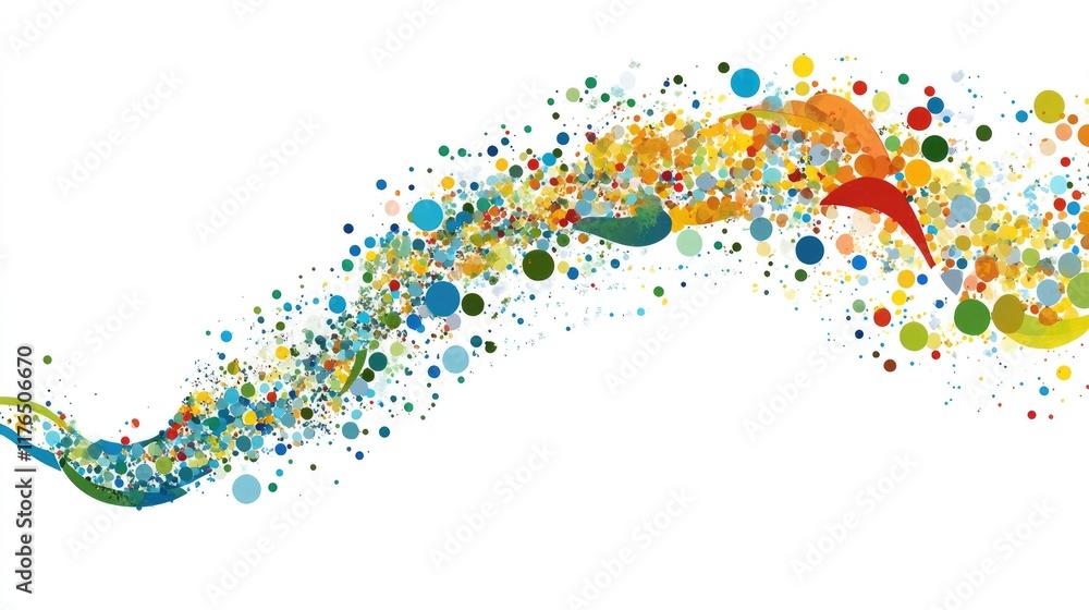 Fototapeta premium A colorful abstract concept with digital pixels forming a wave pattern, leaving clear space for a company logo or promotional message.