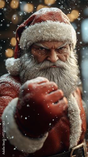 Angry Santa Claus  Christmas  Winter  Fist  Snow photo