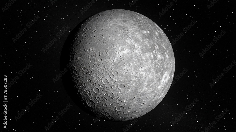 Cratered moon surface, space exploration, dark background, astronomy Cratered moon surface, space exploration, dark background, astronomy