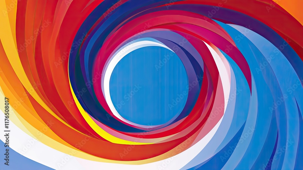 Fototapeta premium A vibrant abstract concept with colorful spiral patterns symbolizing motion, with smooth space for logos or text at the center.