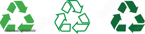 Recycle symbol vector set. Recycling arrow icons.  Recycling label. Recycle badge. Recycling icons. Recycle, reuse and reduce icons.