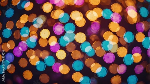 Bokeh Effect A softfocus background with rainbowcolored bokeh lights photo