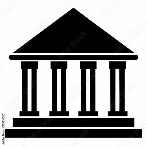 Bank Building Silhouette Vector Art