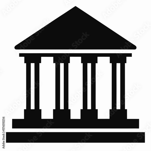 Bank Building Silhouette Vector Art