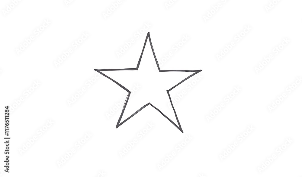 Simple Hand-Drawn Star Illustration on White Background. AI Generated Simple Hand-Drawn Star Illustration on White Background. AI Generated