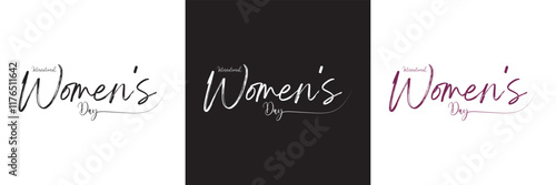 International women's day, Calligraphy brush text banner.  isolated on white and black background. vector illustration. EPS 10
