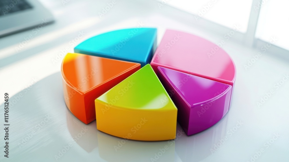 Obraz premium a colorful pie chart on a white table