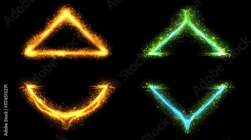 Glowing Energy Arrows Triangles Design Abstract Art