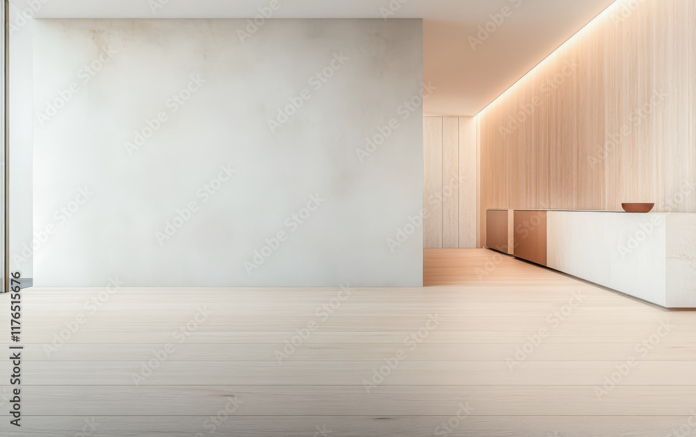 Fototapeta premium Modern interior design showcasing minimalist aesthetics in a spacious living area