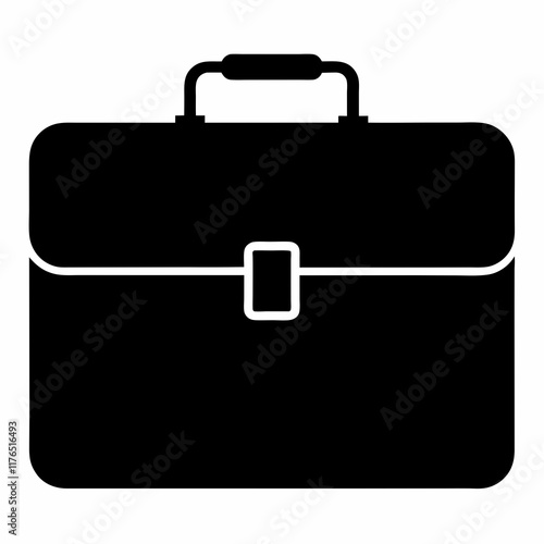 Black Briefcase Silhouette Vector Illustration