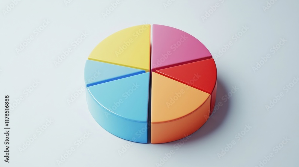 a colorful pie chart on a white surface