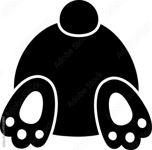 Easter bunny butt silhouette.
Cute rabbit Tail black icon.
Transparent background.