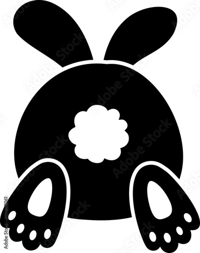Easter bunny butt silhouette.
Cute rabbit Tail black icon.
Transparent background.
