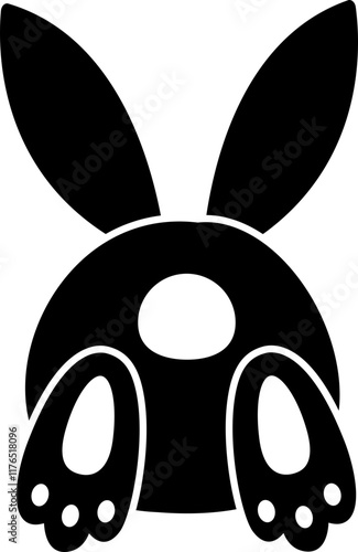 Easter bunny butt silhouette.
Cute rabbit Tail black icon.
Transparent background.