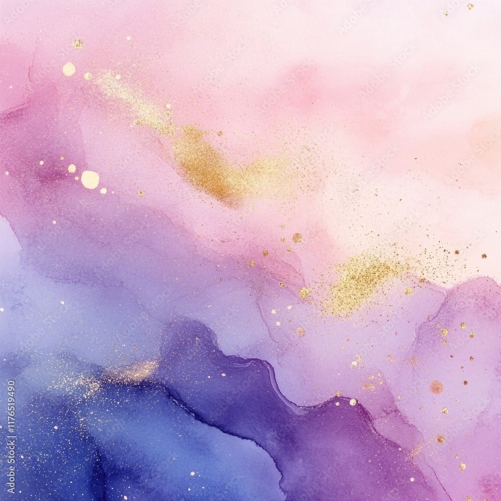 Obraz premium Watercolor Painting with Gold Glitter