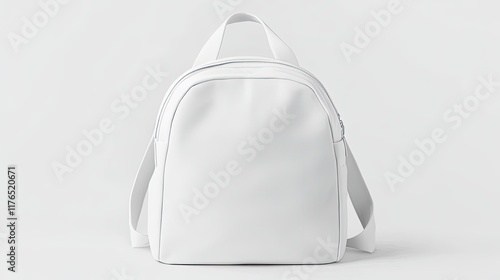A small, white, blank backpack isolated on a white background. Perfect for mockup or design projects.