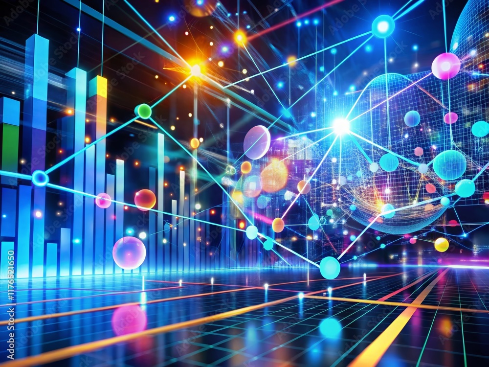 Fototapeta premium Visualizing Big Data: Complex Datasets on Virtual Screen, Business Analytics & AI