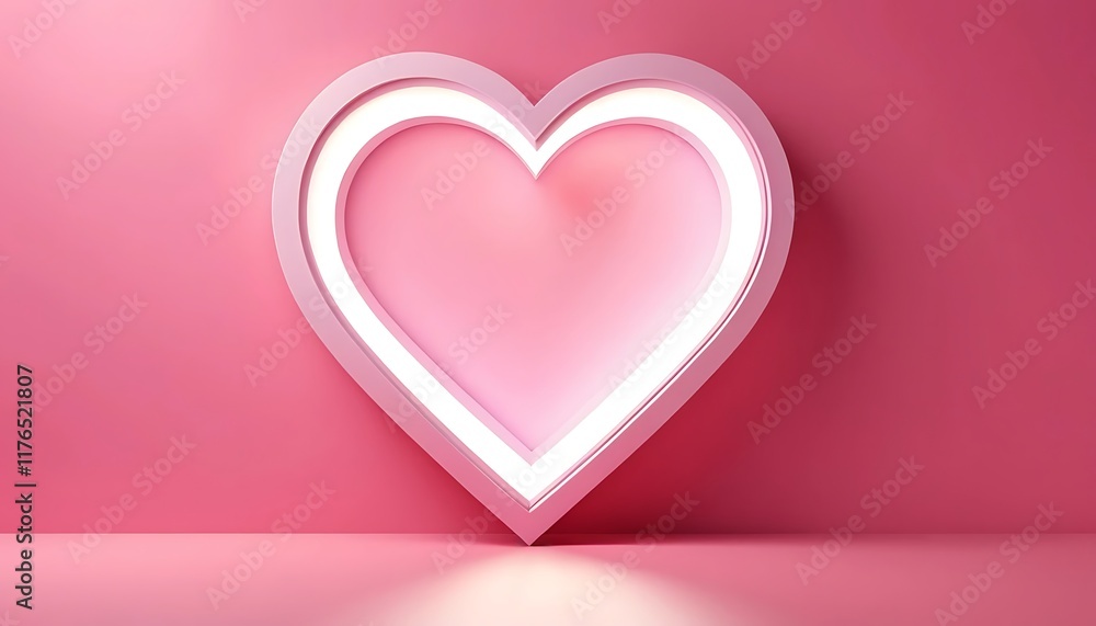 Pink Heart Shaped Neon Light Frame Background Pink Heart Shaped Neon Light Frame Background