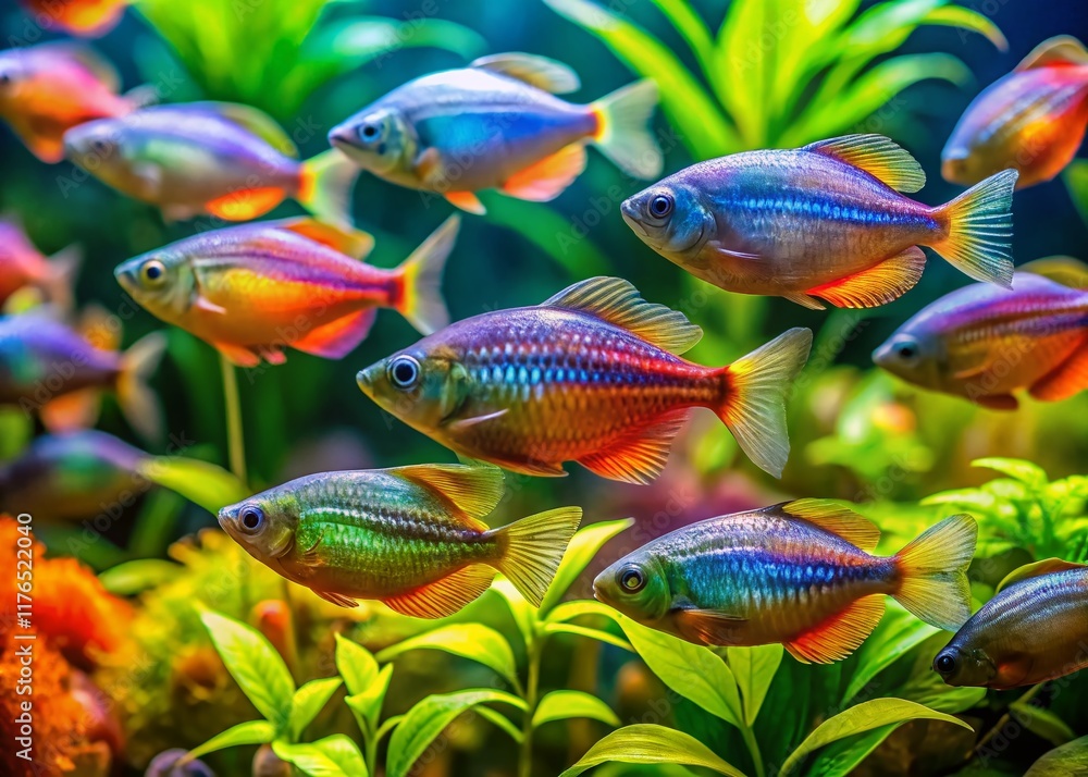Vivid Dwarf Rainbowfish in Aquatic Habitat - Architectural Photography Vivid Dwarf Rainbowfish in Aquatic Habitat - Architectural Photography