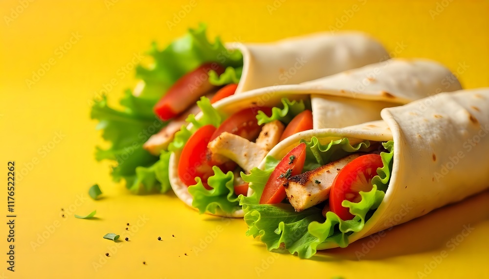 Obraz premium Delicious Chicken Wraps with Fresh Veggies