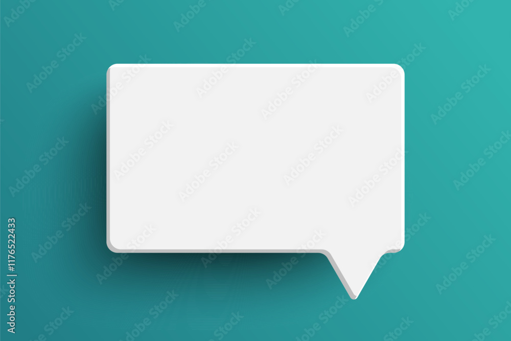 White rectangle speech bubble on green background