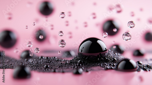 Minimalist Dewy Background Featuring Charcoal Extracts for Health and Beauty Promotions photo