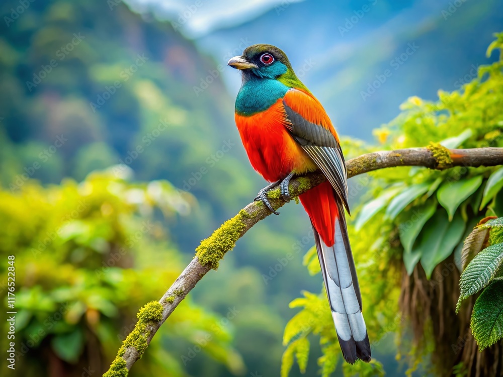 Obraz premium Ward's Trogon at Udayak Pass, Lohit Valley, Arunachal Pradesh, India - Vibrant Bird Photography
