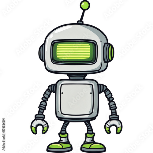 Wallpaper Mural Cartoon Style Retro Robot with Green Accents Torontodigital.ca