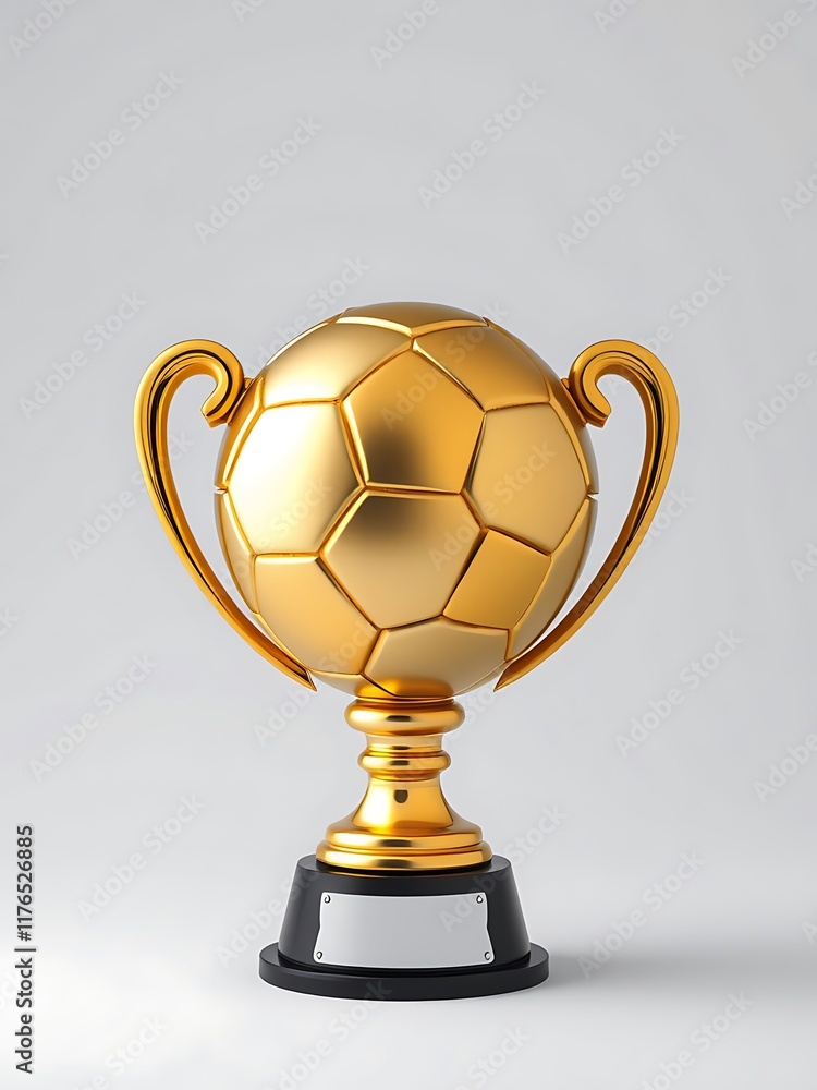 Golden Soccer Trophy on a White Background. AI Generated Golden Soccer Trophy on a White Background. AI Generated