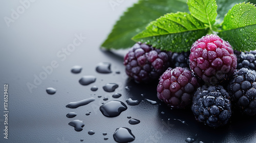 Soft Minimalist Background Highlighting Refreshing Blackberry Extract for Beauty Concepts photo