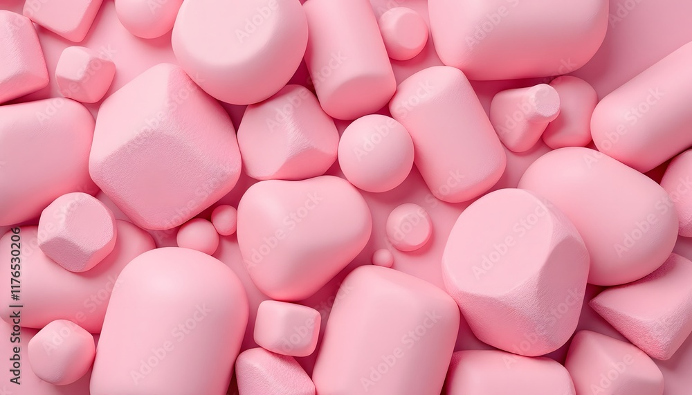 Pink Abstract 3D Render of Geometric Shapes, Soft Pastel Colors, Minimalist Background Pink Abstract 3D Render of Geometric Shapes, Soft Pastel Colors, Minimalist Background