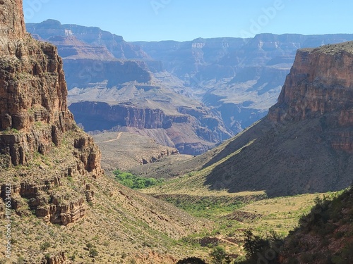 Canvas Print View of Havasupai Gardens while descending down on Bright Angel trail in the Gra