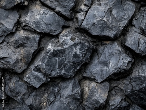 Dark gray rough stone wall texture. photo